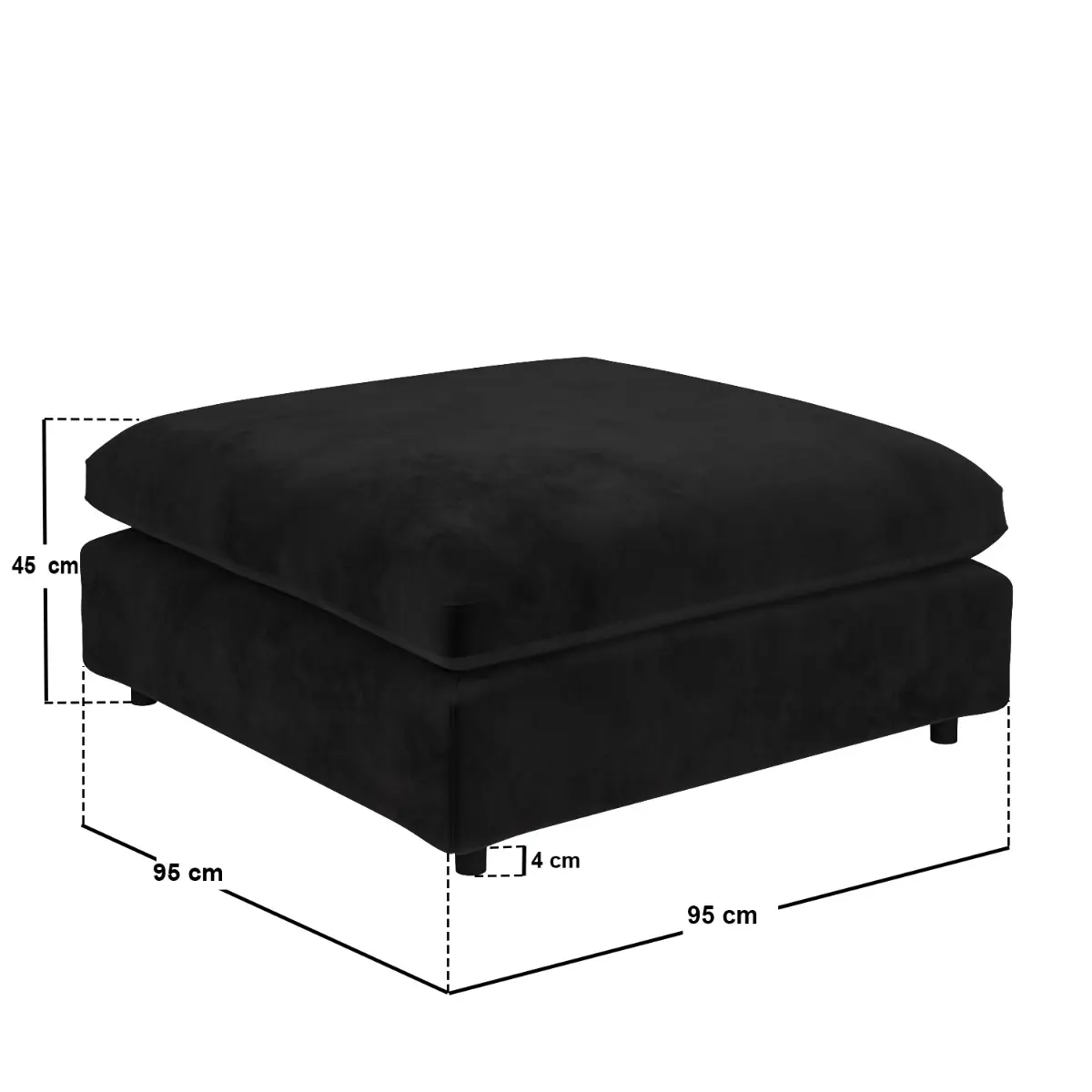 Dimensions diagram for SOLACE+CO Asher Footstool Black Velvet