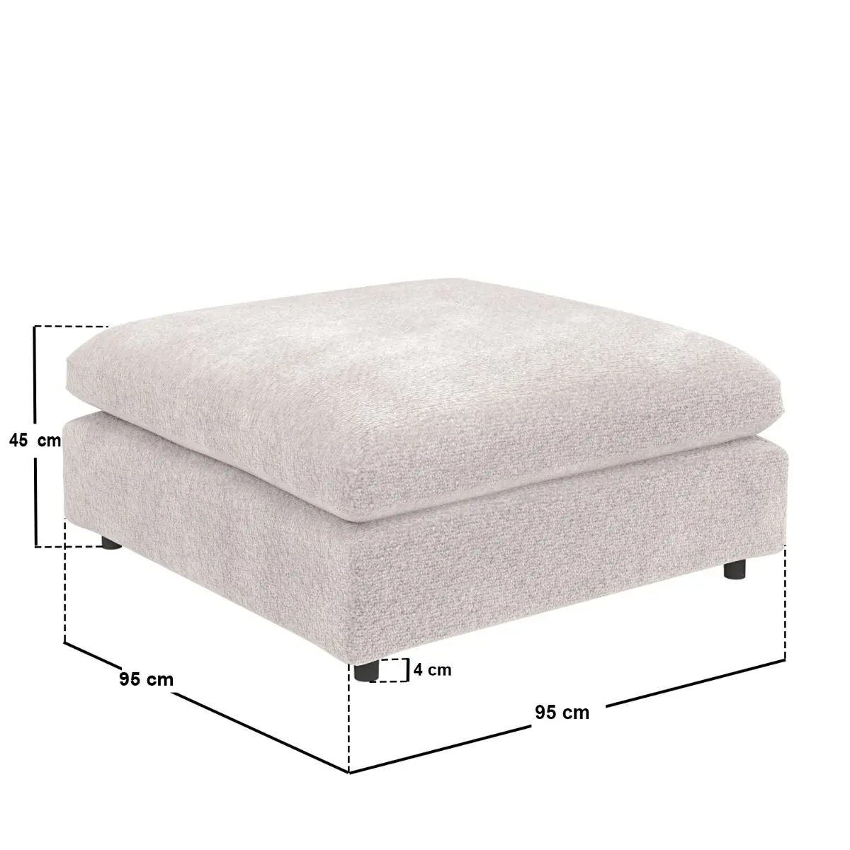 Dimensions diagram for SOLACE+CO Asher Footstool Beige Boucle