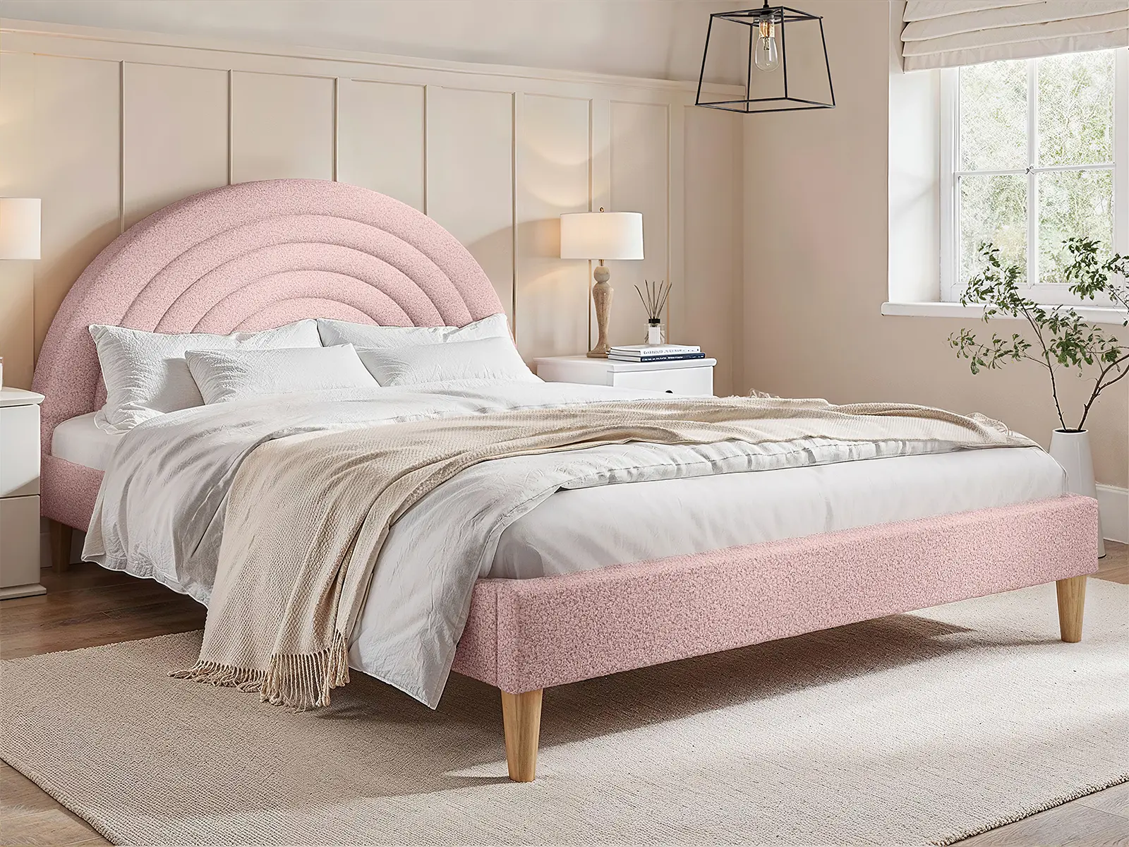 Flair Ava Double Boucle Bed Frame Pink