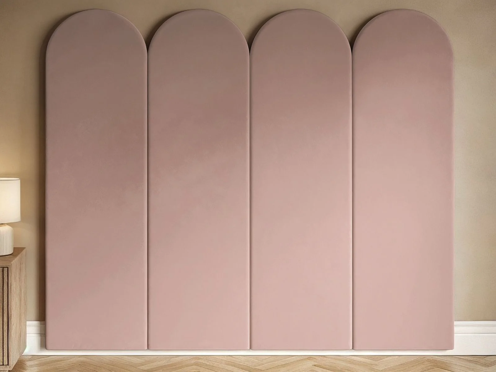 SOLACE+CO Cirrus Headboard Wall Panels Kingsize Pink Velvet