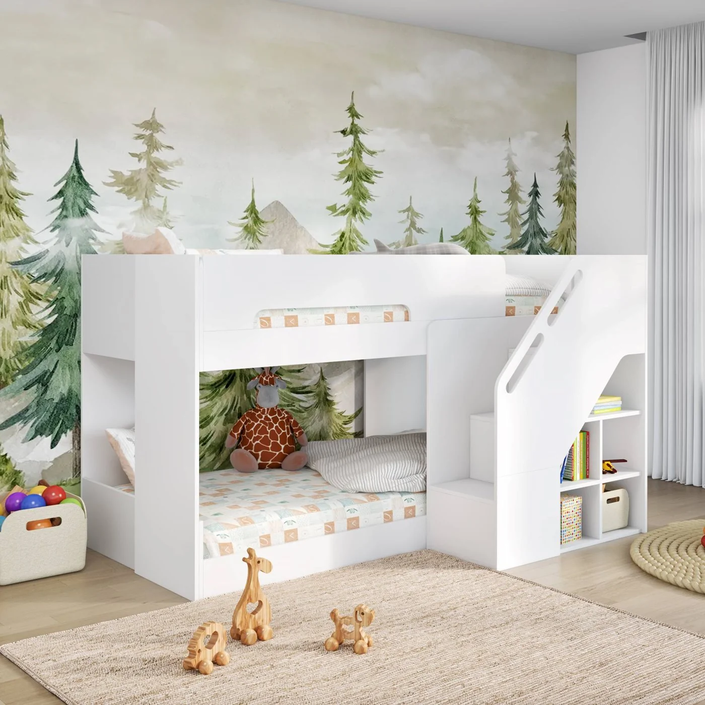 Flair Phobo Staircase Low Compact Bunk Bed White