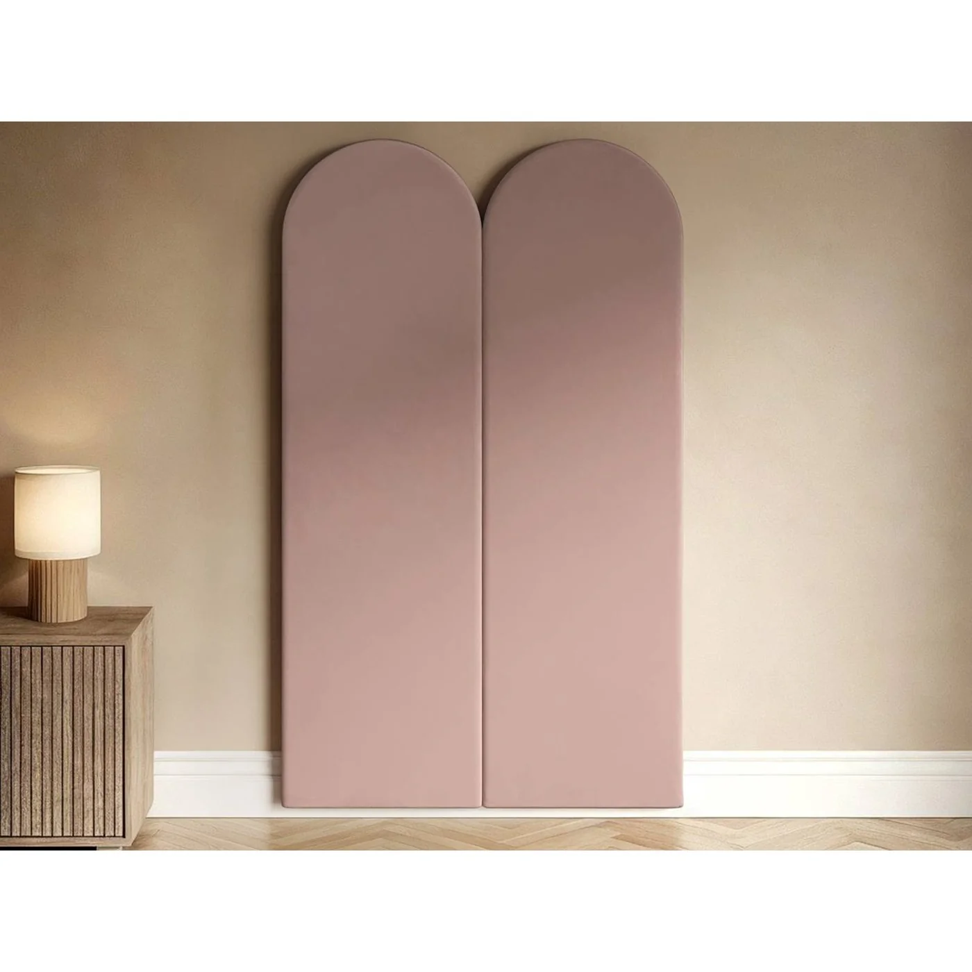 SOLACE+CO Cirrus Headboard Wall Panels Single Pink Velvet