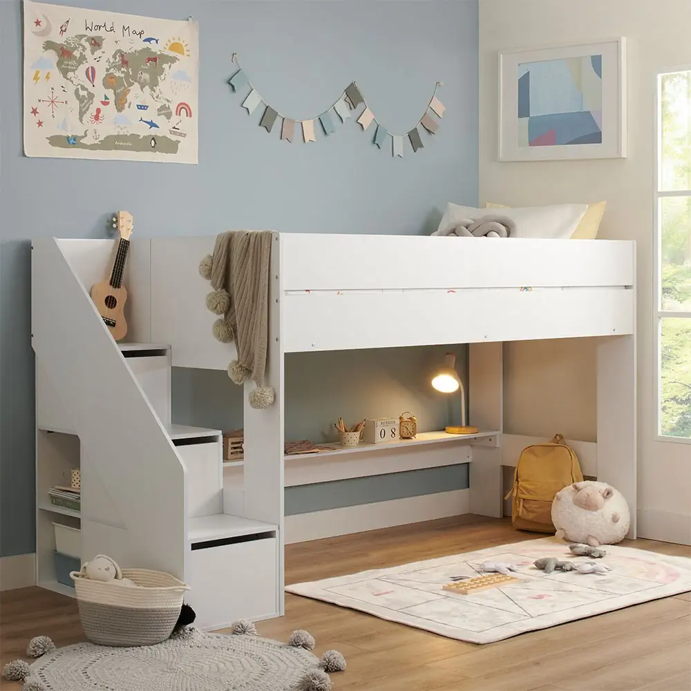 Flair Olivia Staircase Mid Sleeper with Storage White