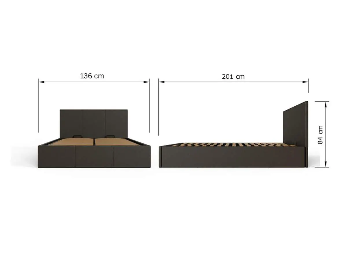 Dimensions diagram for GFW End Lift Ottoman Storage Bed-Small Double-Grey Fabric