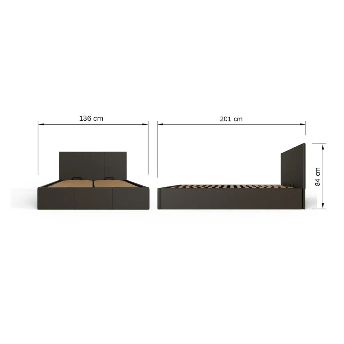 Dimensions diagram for GFW End Lift Ottoman Storage Bed-Small Double-Grey Faux Leather
