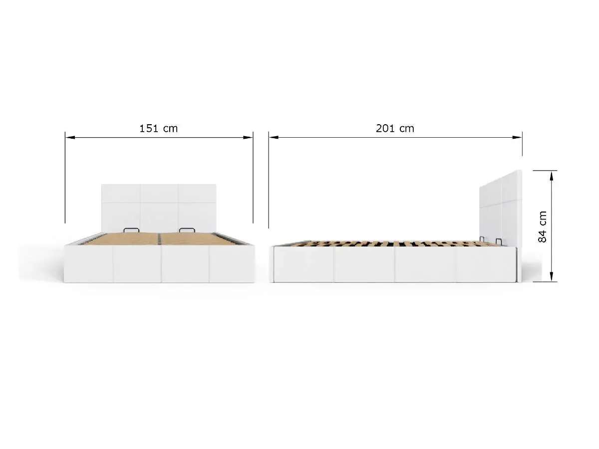 Dimensions diagram for GFW End Lift Ottoman Storage Bed-White/White-Double