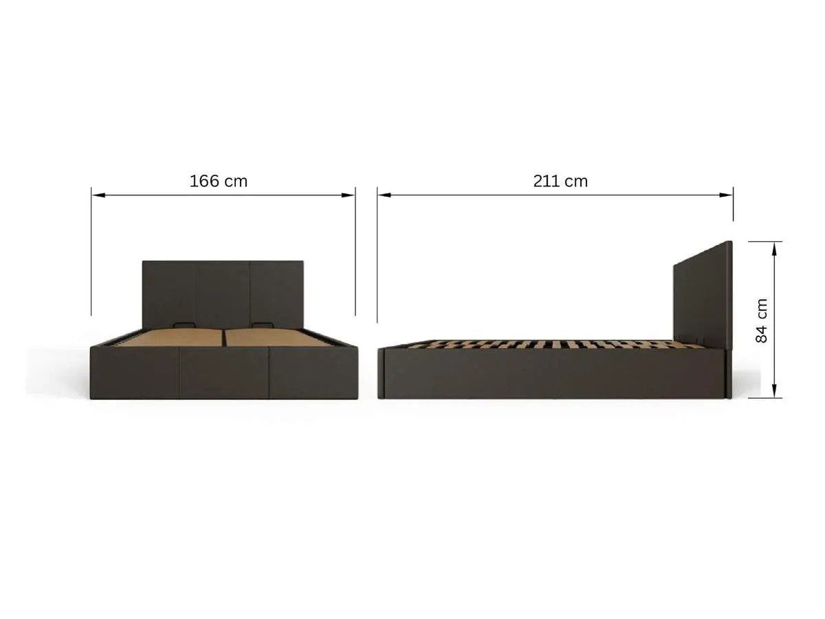 Dimensions diagram for GFW End Lift Ottoman Storage Bed-Kingsize-Grey Faux Leather