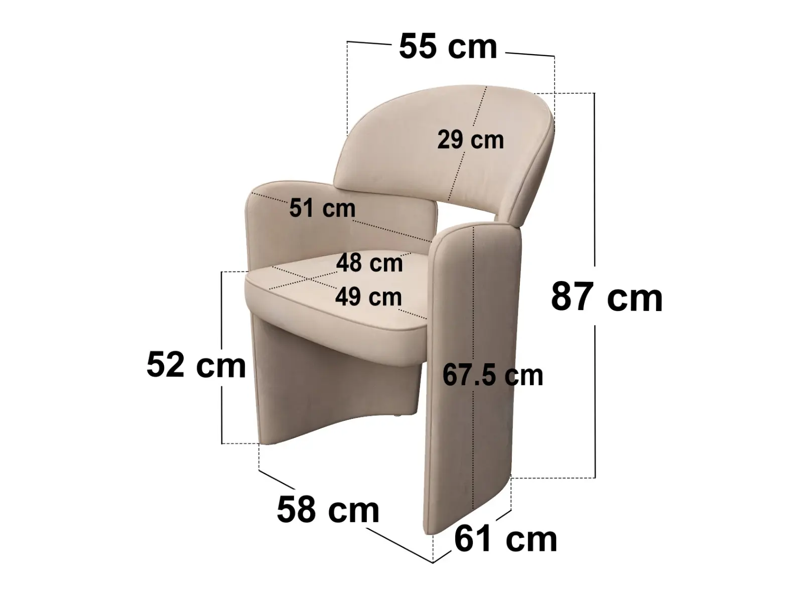 Dimensions diagram for  SOLACE+CO Varm & Estella Extendable Dining Table with Velvet Chairs & Bench Brown Table and 2 Chairs