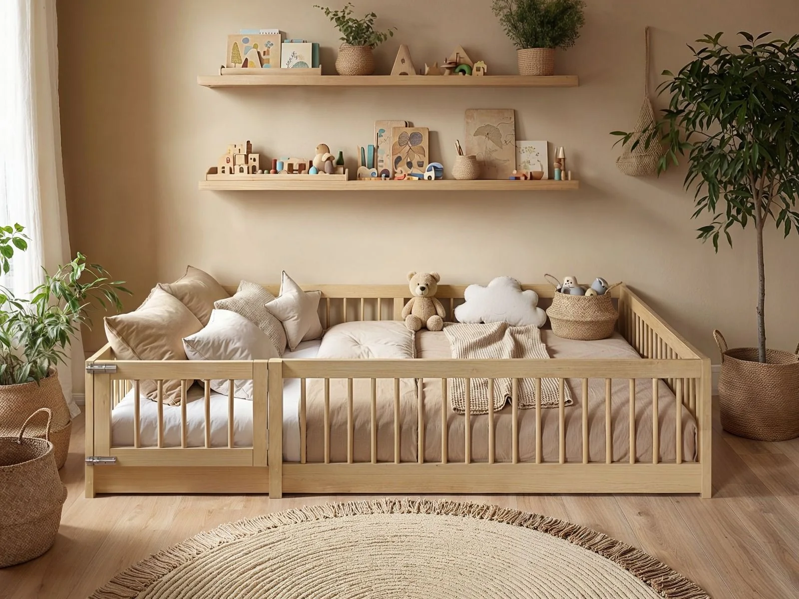 Flair Imogen Montessori Toddler Floor Bed with Safety Fence