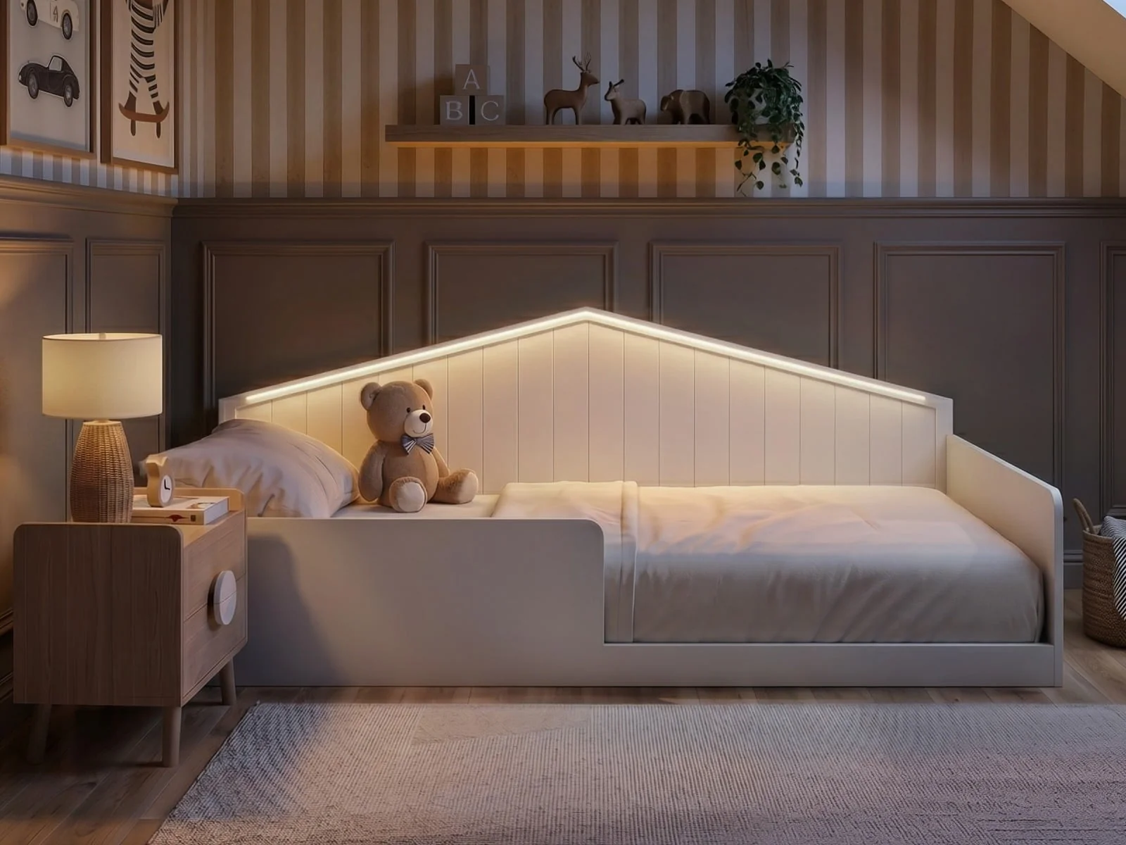 Flair Wilbur Small Double Montessori Floor Bed with LED Lights