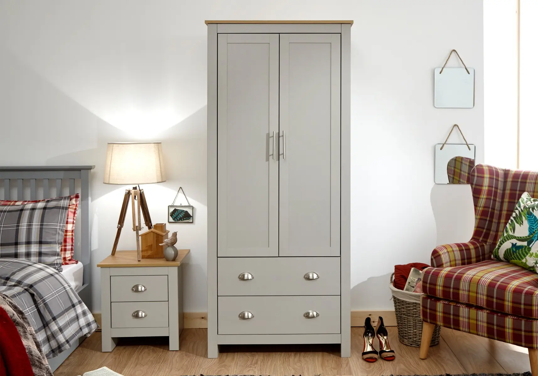 GFW Lancaster 2 Door 2 Drawer Wardrobe | Bedroom Storage