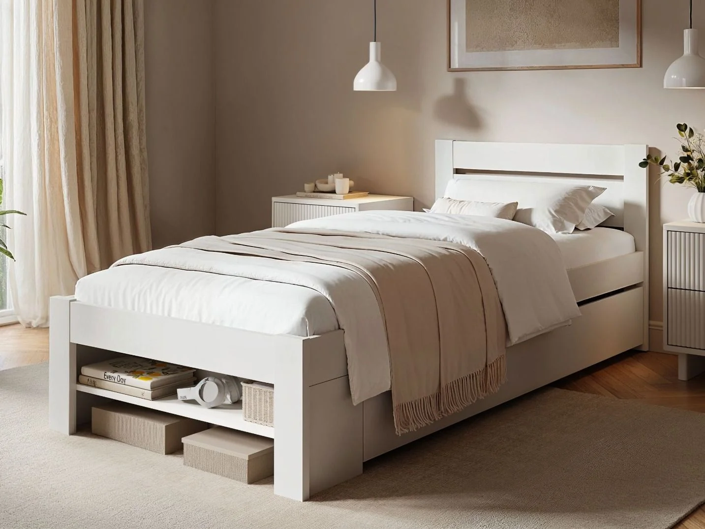 Noomi Pradis Single Storage Bed White (FSC-Certified)