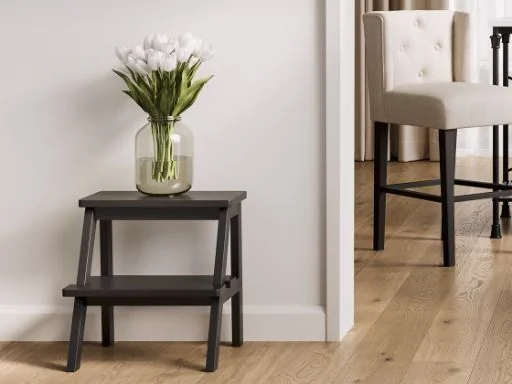 Addie solid birch pine wooden stool with matte grain finish