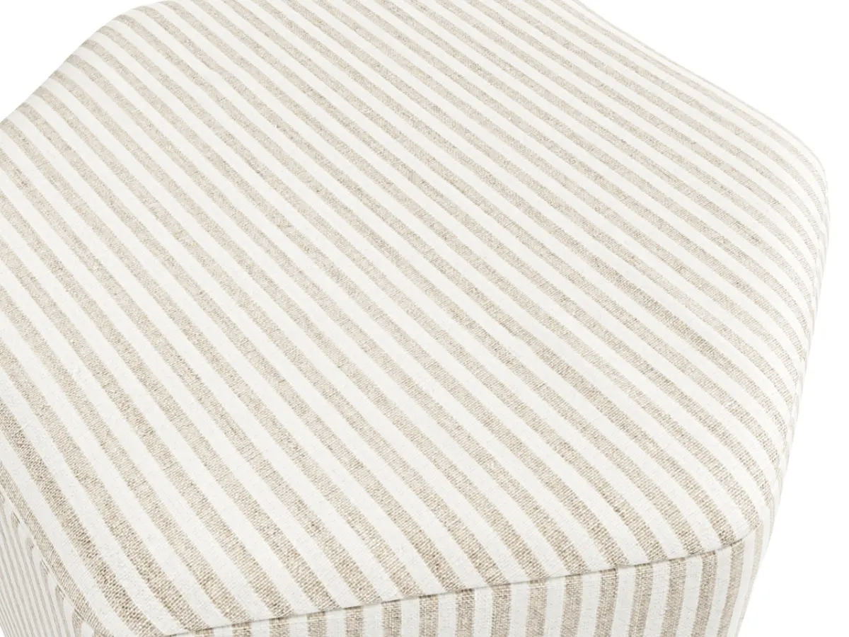 Dimensions diagram for LPD Harbour Hexagonal Stool Thin Stripe Cotton Blend
