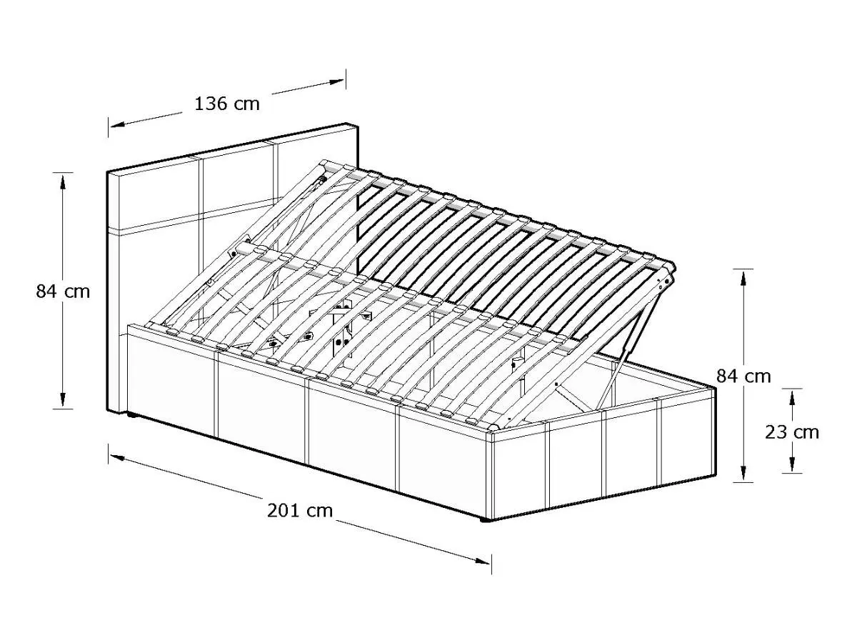 Dimensions diagram for GFW Side Lift Ottoman Storage Bed- White - Small Double