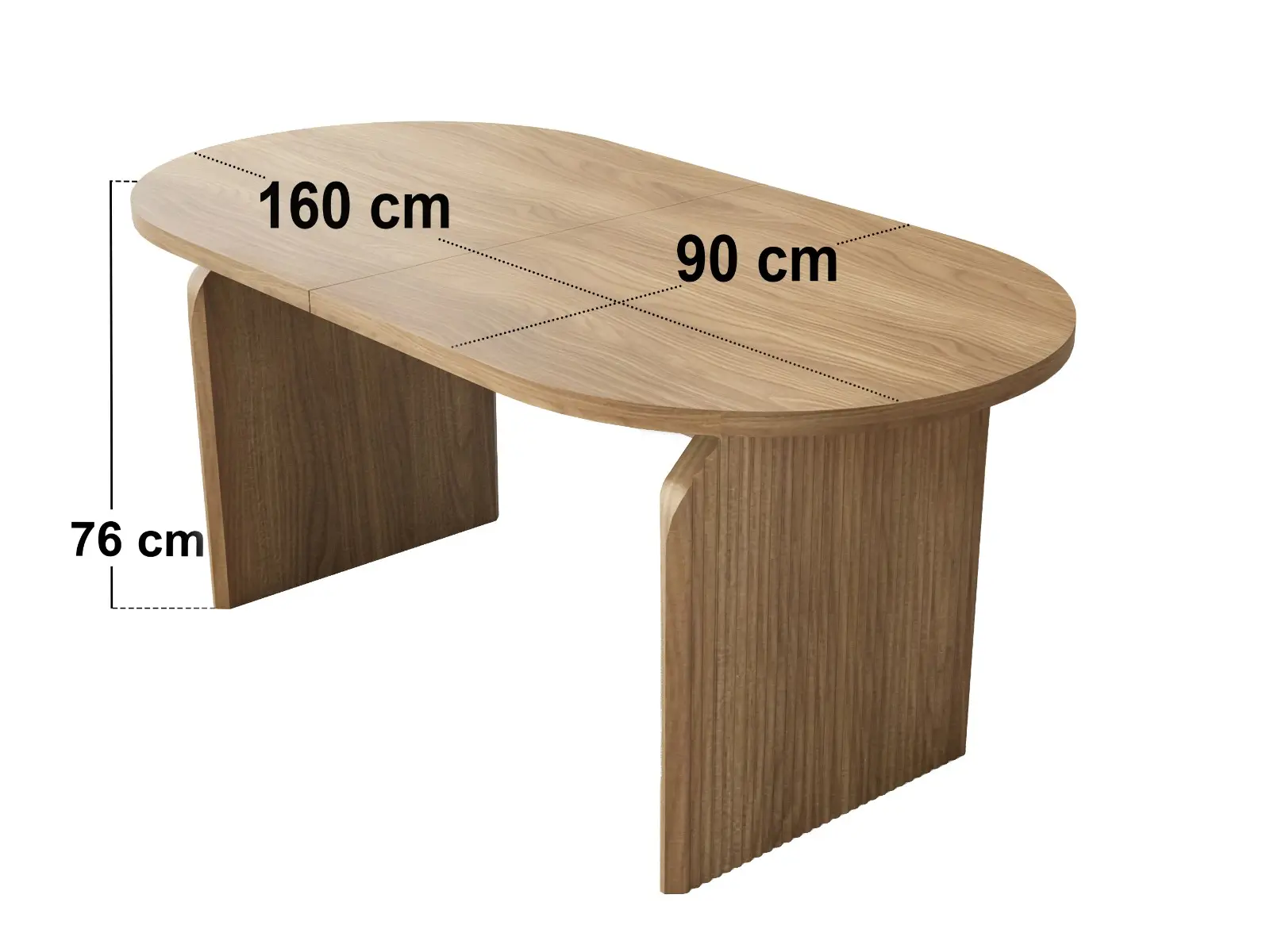 Dimensions diagram for SOLACE+CO Varm Oak Extendable Table with Bench & Aiko Chairs Dining Set 5 Chairs