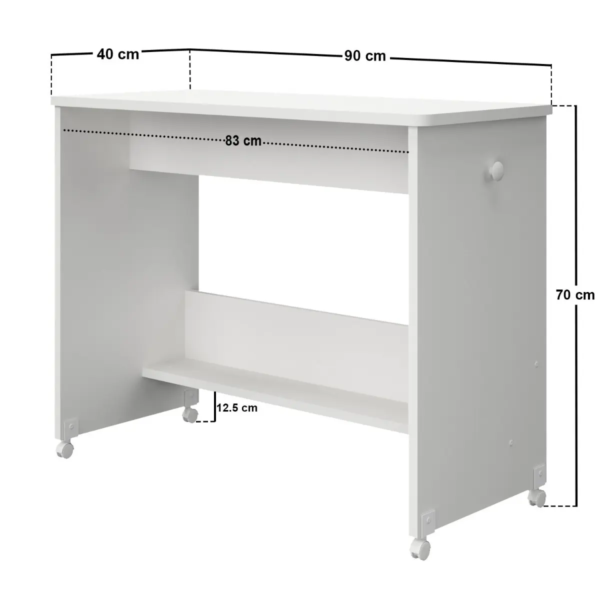 Dimensions diagram for Flair Wizard Pull Out Desk White