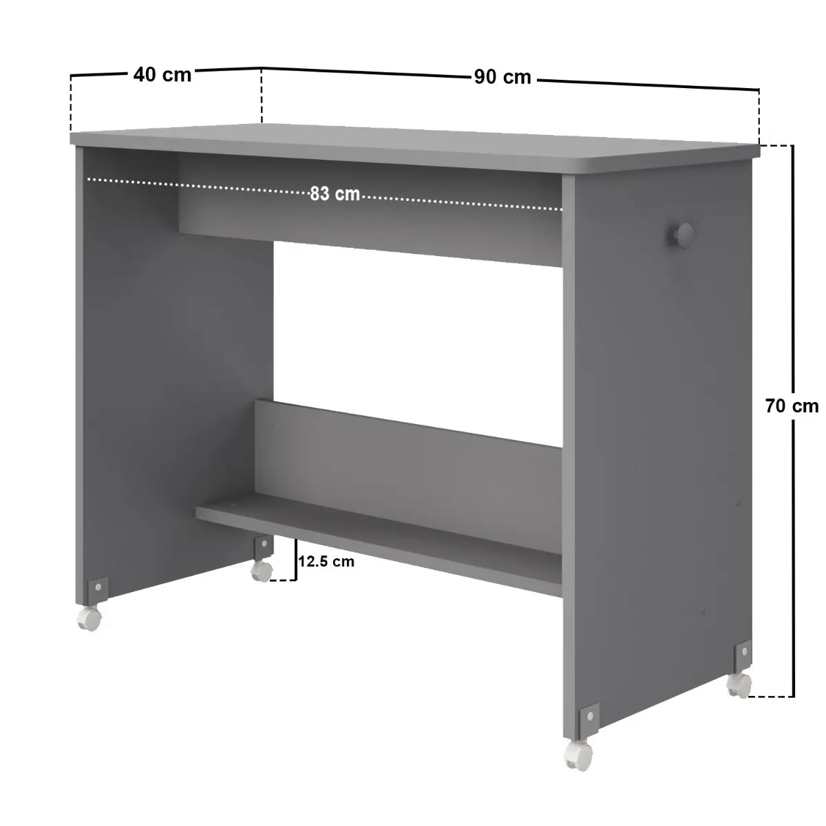 Dimensions diagram for Flair Wizard Pull Out Desk Grey