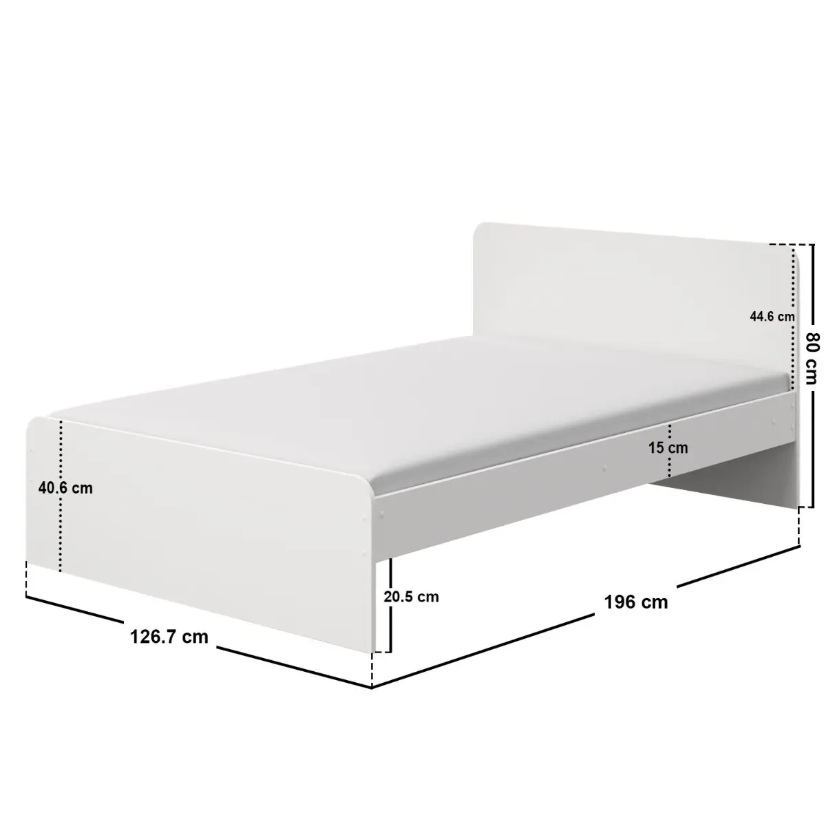 Dimensions diagram for Flair Wizard Small Double Bed White