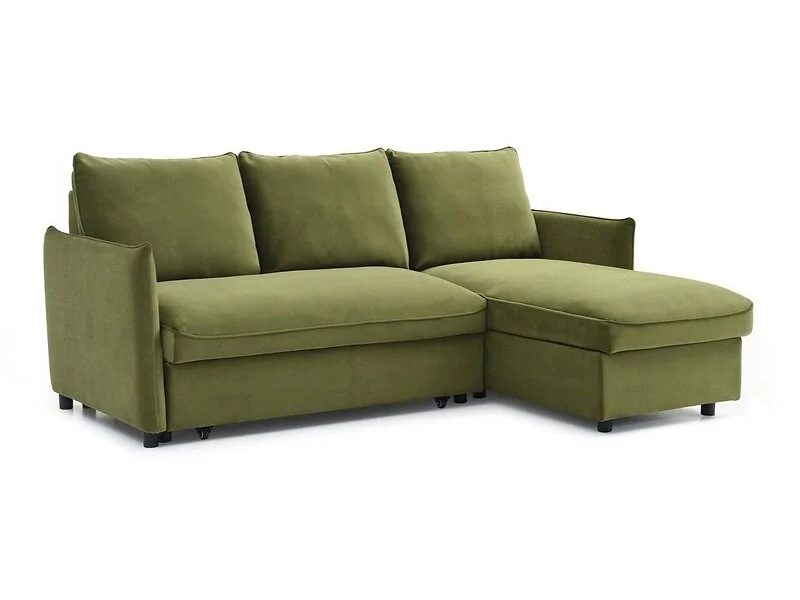 Kyoto Blaire reversible corner sofa bed with piping detail, black legs and chaise seating.