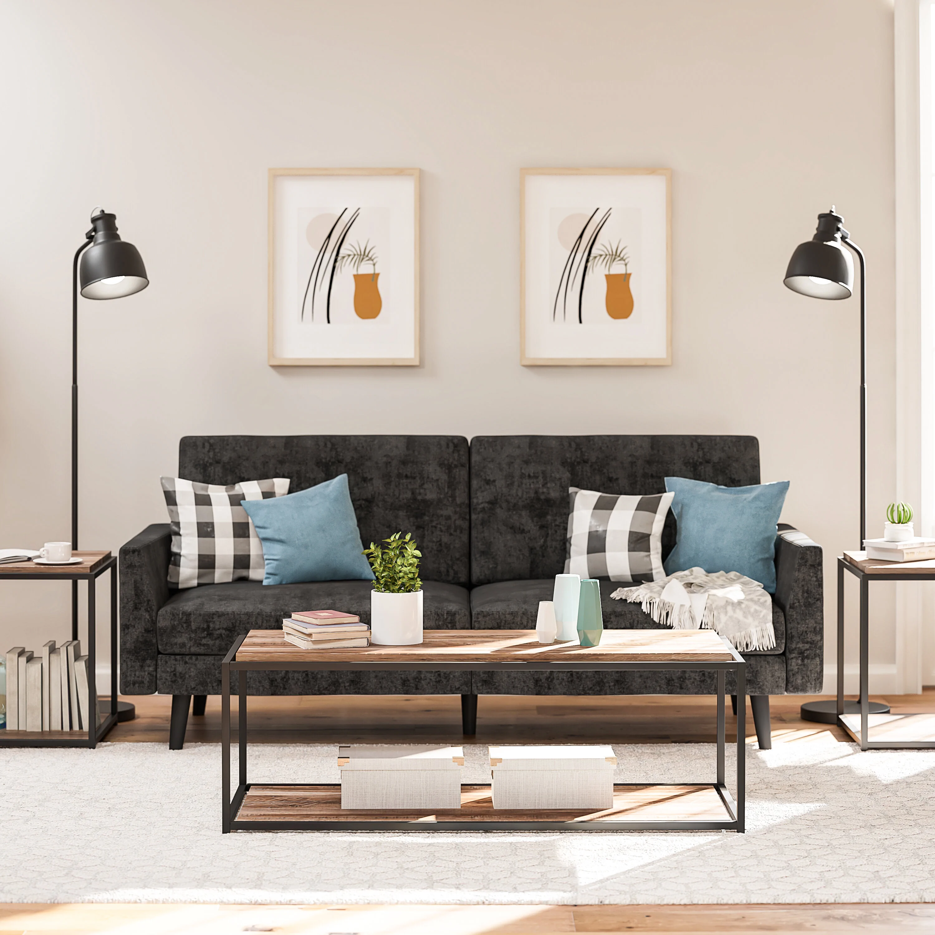Dorel Quincy End Table Weathered Oak view 5