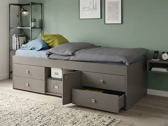 Kidsaw Multi Drawer Single Cabin Bed with Storage Grey