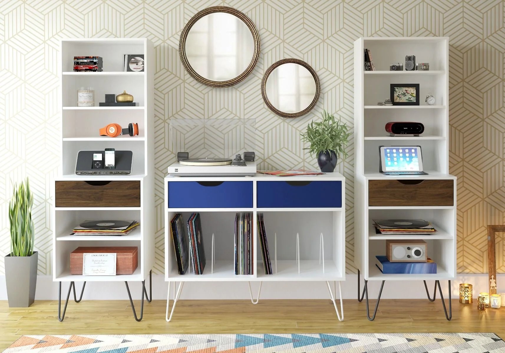 Dorel Concord Turntable Stand With Drawers