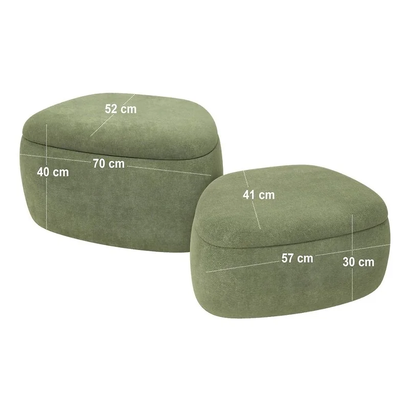 SOLACE+CO Zuri green chenille storage pouffes - view 8