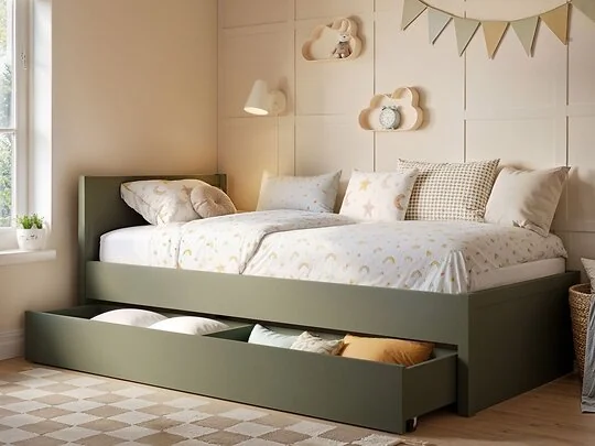 Flair Oli single wooden bed with drawers