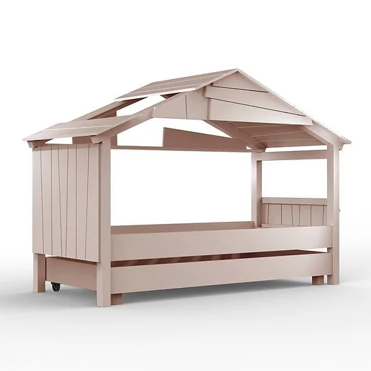 Mathy By Bols Treehouse Single Cabin Bed in white with pitched roof and interior shelf