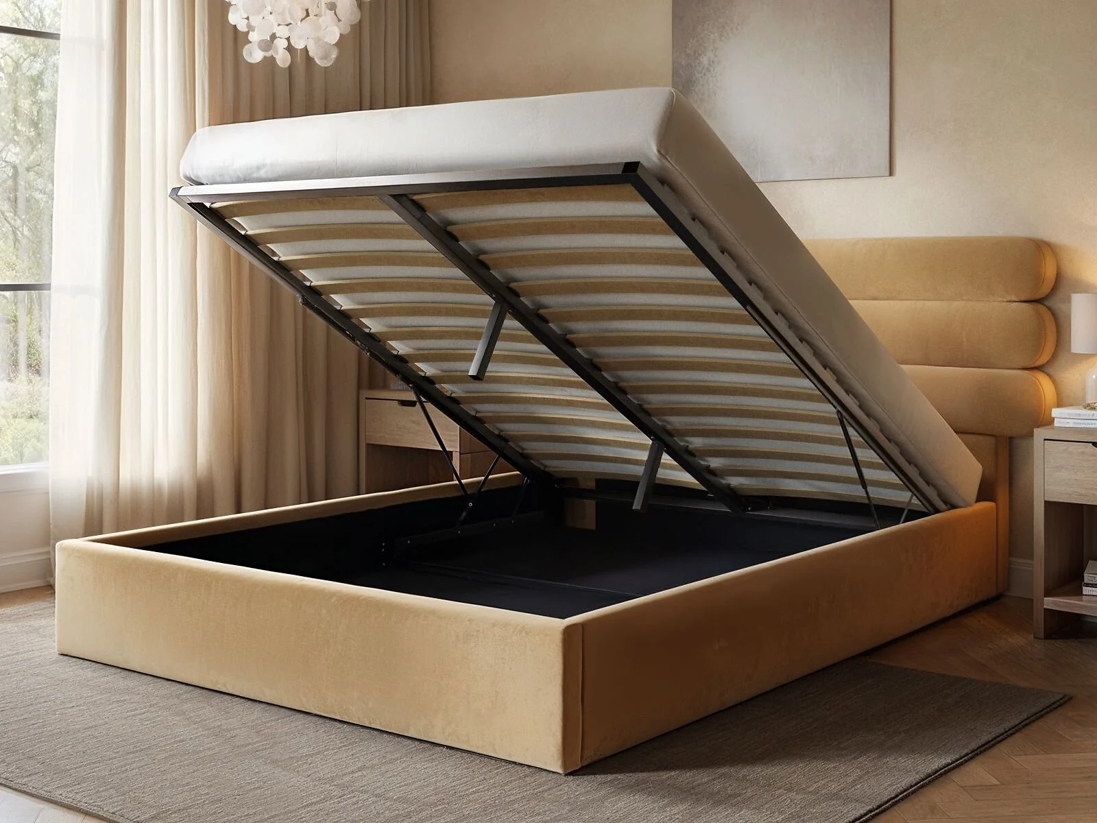 SOLACE+CO Atlas ottoman bed in sand velvet - view 2