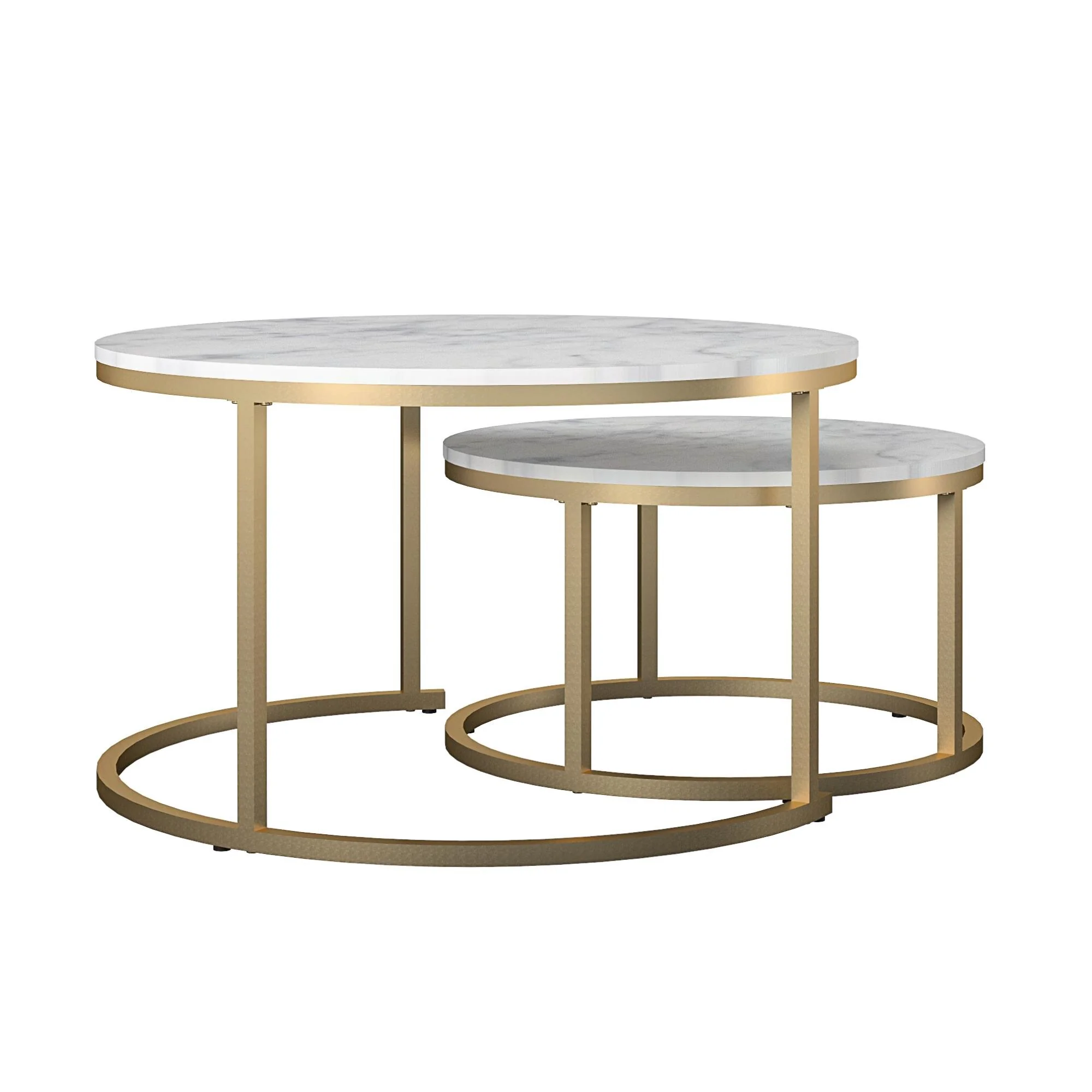Dorel Amelia Nesting Coffee Tables White Marble Look view 4