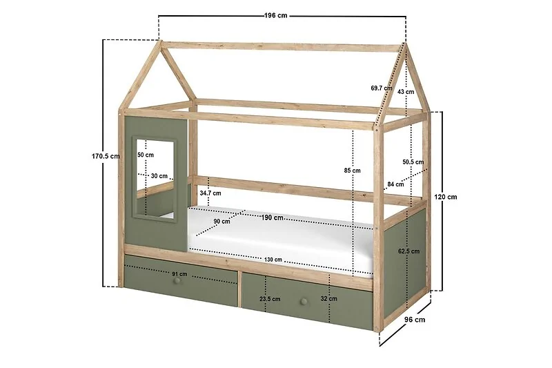 Flair Ted playhouse wooden bed with storage - view 9