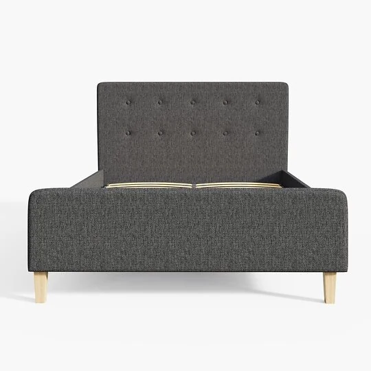Grey fabric side lift ottoman bed frame