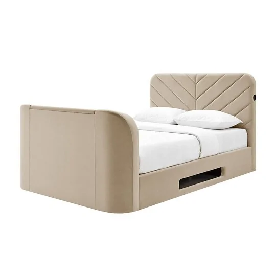 Koble Chevron Side-Lift Ottoman TV Bed Natural