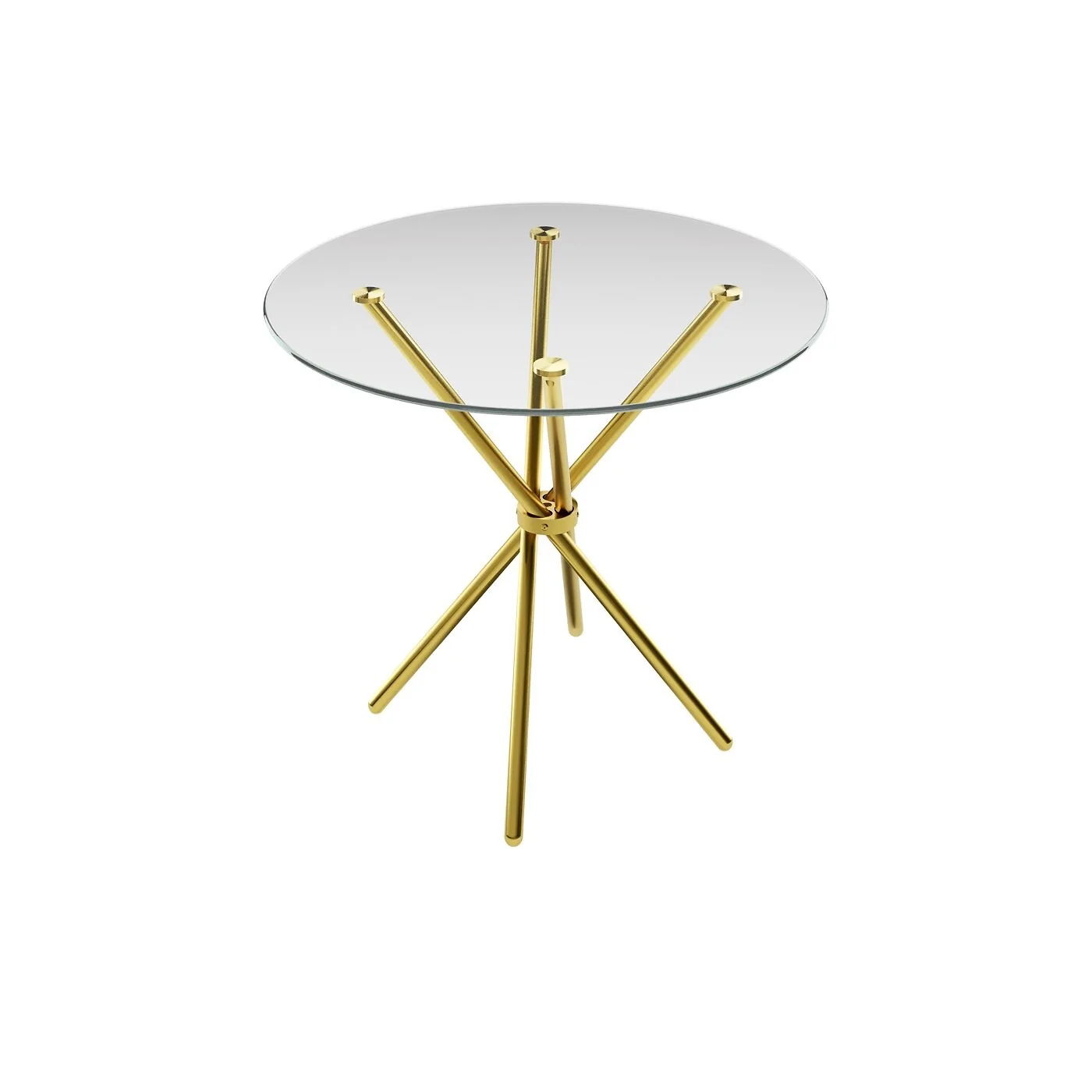 LPD Casa Clear Top / Gold Legs Dining Table