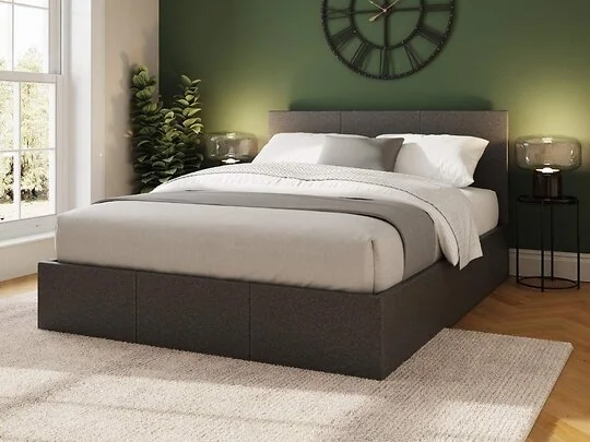 GFW Side Lift Ottoman Bed in grey faux leather