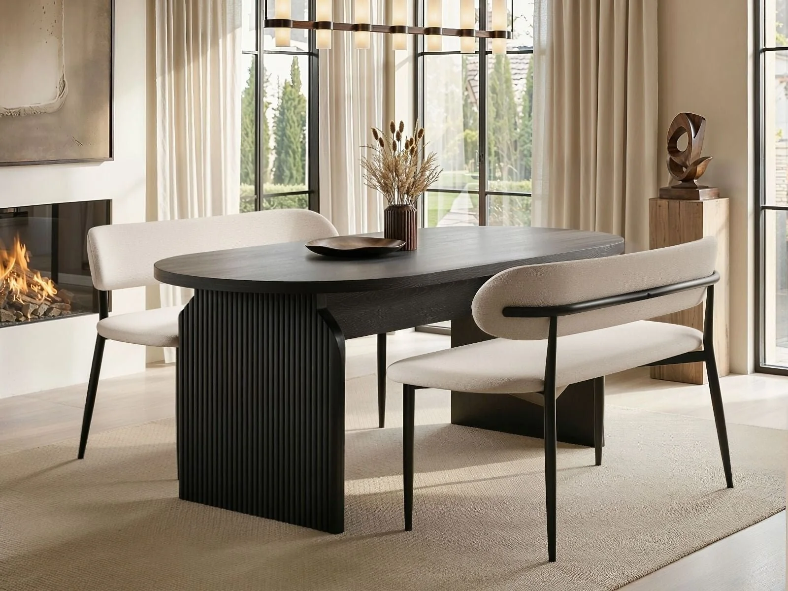 SOLACE+CO Varm black table with Cyra benches - view 2