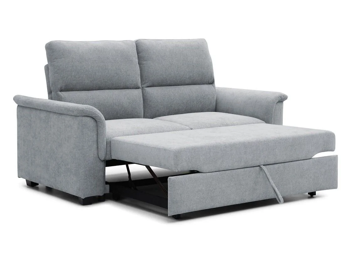Kyoto Beckett sofa bed in Grey chenille with curved armrests and seam detailing on the backrest