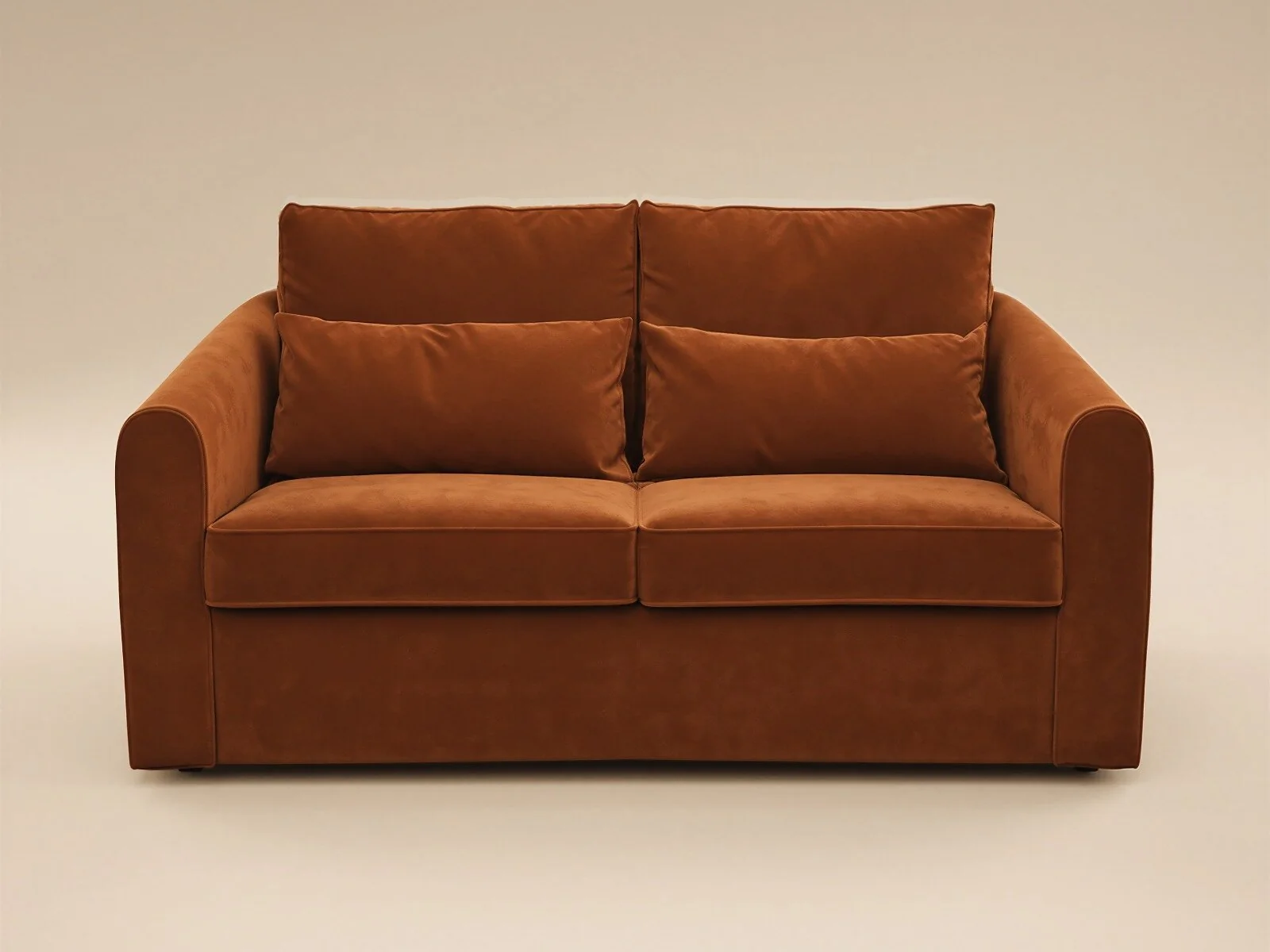 SOLACE+CO Rune 2 seater sofa bed in orange velvet - view 4