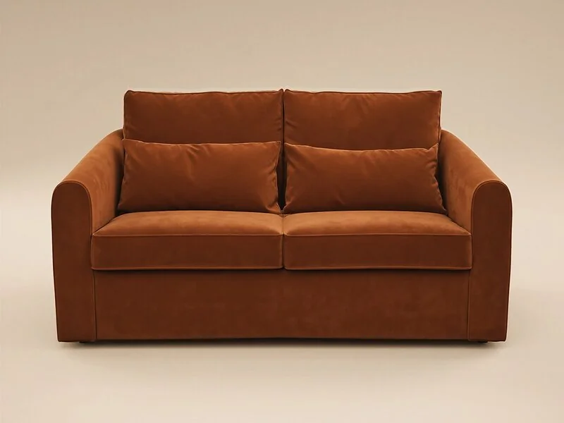SOLACE+CO Rune 2 seater sofa bed in orange velvet - view 4