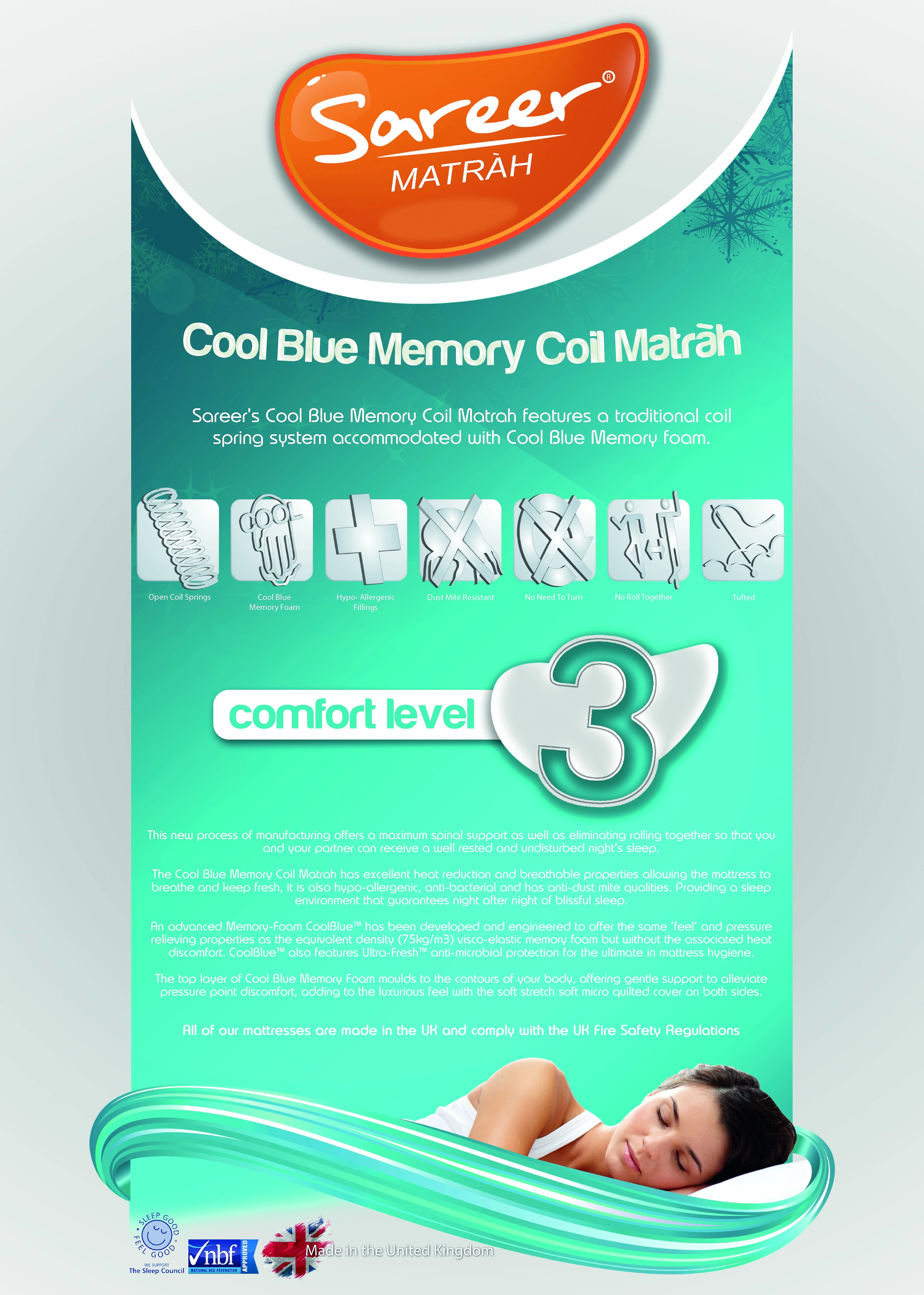 Sareer Cool Blue Memory Coil Mattress