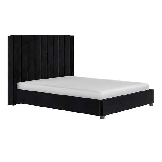 Flair Tiggy black velvet ottoman bed with winged headboard