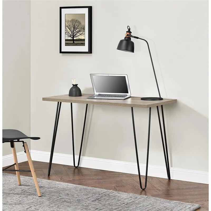 Dorel Owen Retro Office Writing Desk in Rustic Oak