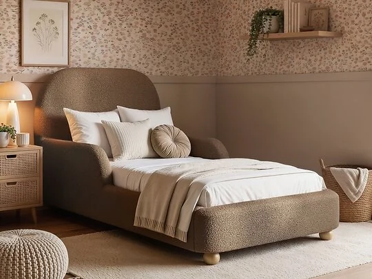 Flair Kira upholstered single bed with side rails