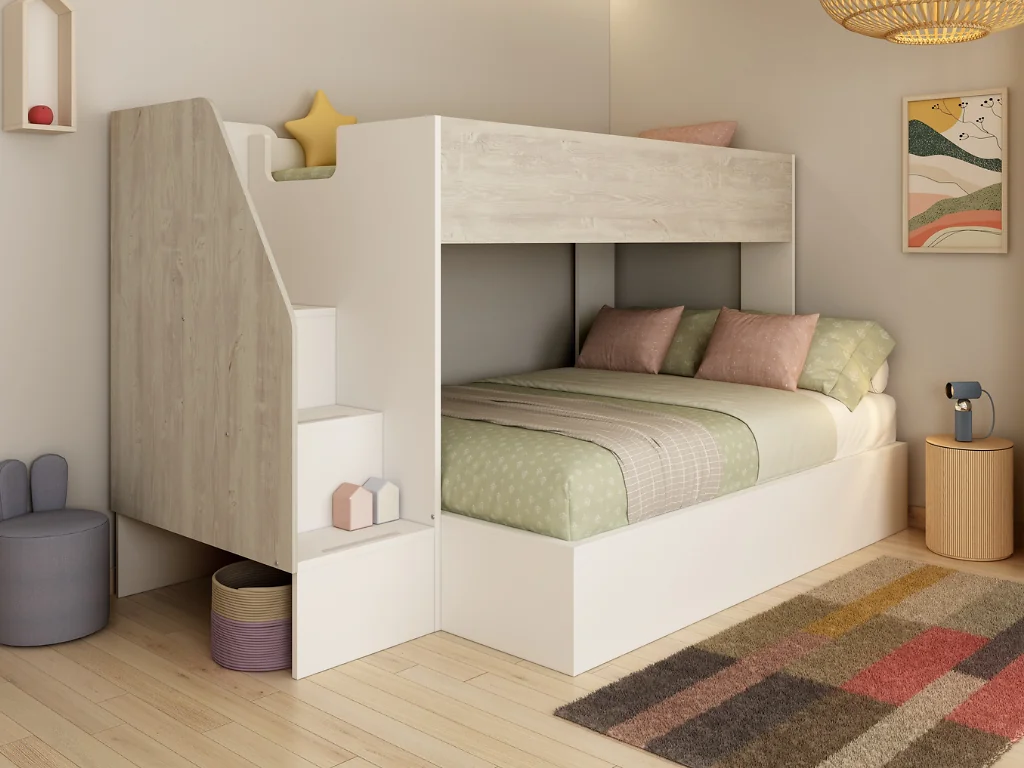 Trasman Triple Bunk Bed with Storage Stairs White