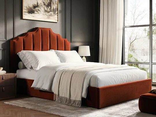 Flair Margot upholstered ottoman bed with fluted headboard