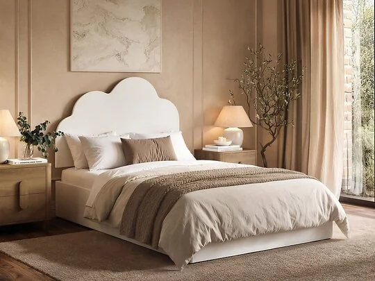 Flair Adara white ottoman bed with cloud headboard