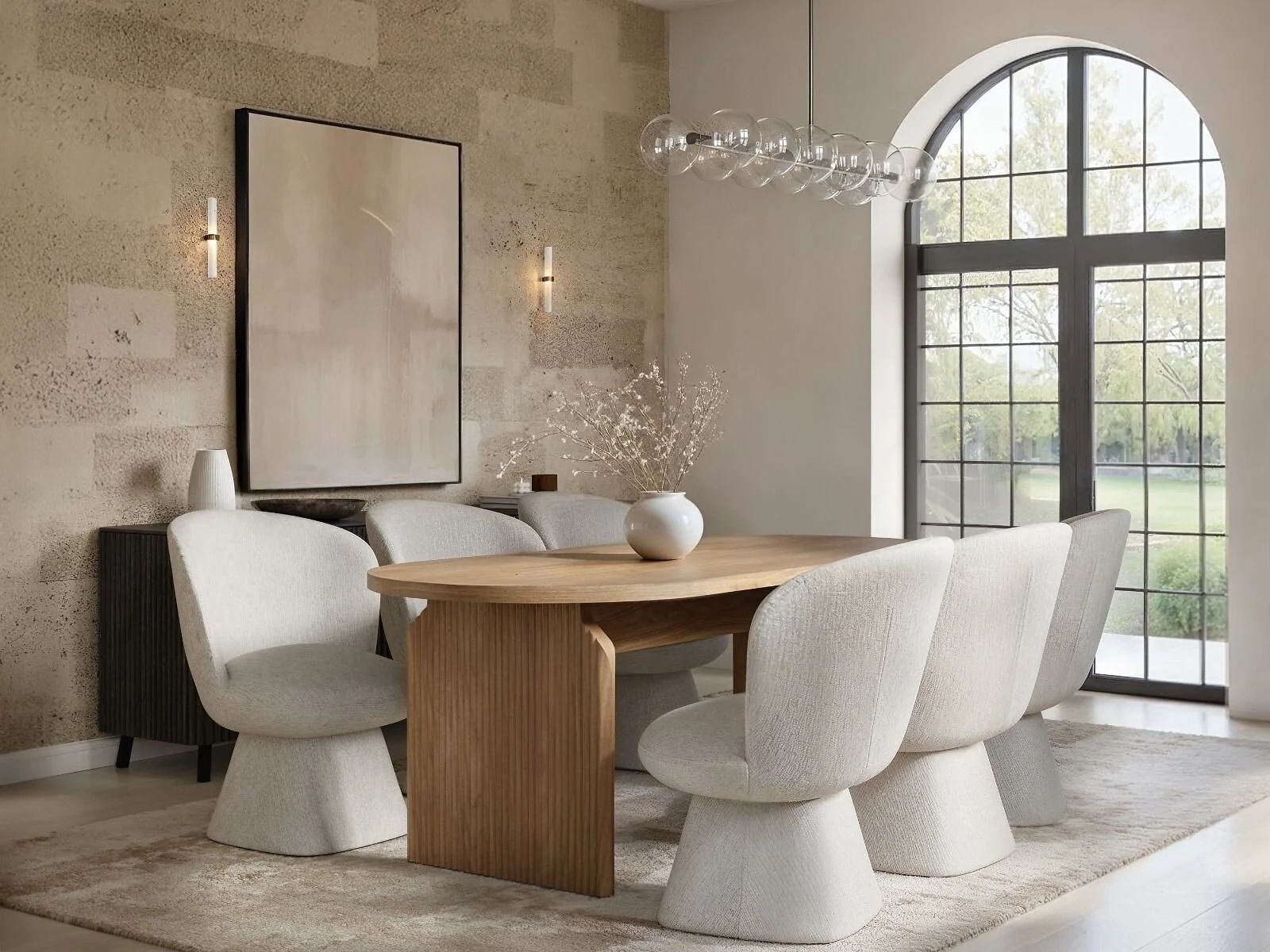 SOLACE+CO Varm oval dining table with Aiko chairs