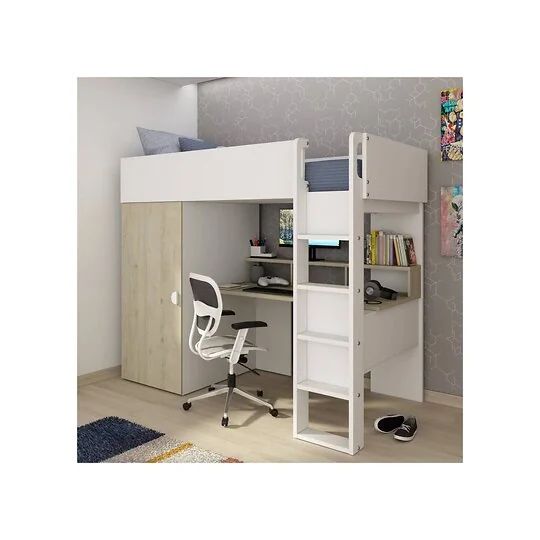 Trasman Flow Single High Sleeper Loft Bed with Wardrobe